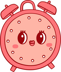 groovy face alarm clock in cute back to school illustration set