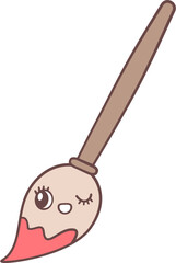 groovy face paintbrush in cute back to school illustration set