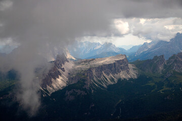 Croda da Lago and Pelmo mountain view from Tofana di Mezzo, Dolomites, Italy
