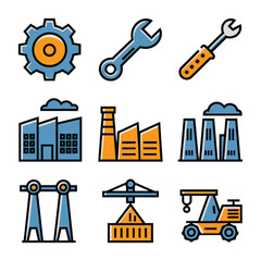 vector icons representing home fix and factory maintenance, gas and electricity maintenance