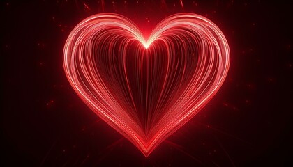 Attract red Line Movement heart, Abstract Wave Line, Light Technology Background
