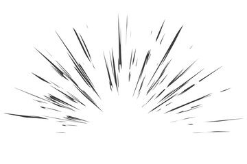 Explosion speed lines. Comic radial burst on white background. Vector manga motion elements of burst. Superhero frame, glow and power rays. Sparks of abstract bang roar and scream