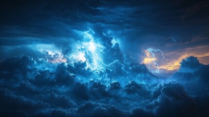 Atmosphere charged with the force of a storm, thunder rolling as lightning strikes illuminate the sky