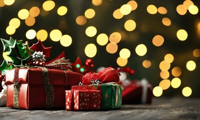 Christmas presents gift box background with copy space, christmas concept