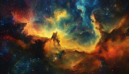Fototapeta premium Galaxy Dreamscape: A vibrant, colorful galaxy with swirling stars and nebulae, evoking a sense of cosmic wonder.