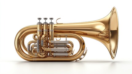 Naklejka premium A shiny brass tuba displayed on a white background.