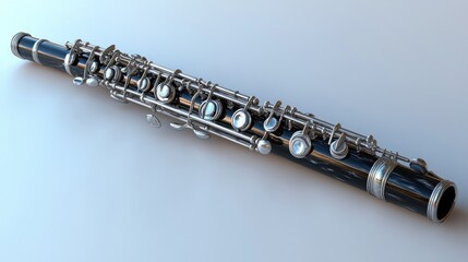 Obraz premium A silver and black flute, used for musical performances and education.