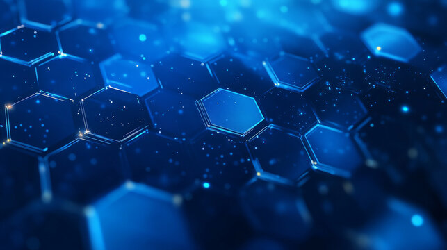 Abstract digital blue hexagons for business or science background. Suitable for medical research, tech innovation, online webinars, presentations, conferences, or forums. Vector illustration backdrop.
