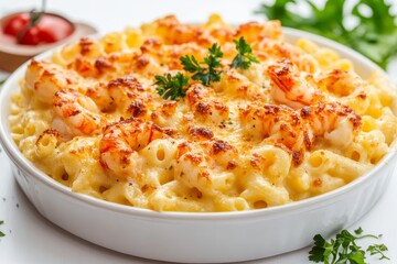 Indulge in this decadent Lobster Mac and Cheese, featuring creamy cheese sauce, tender lobster, and a golden, crispy crust. Perfect for a comforting meal.