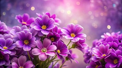 Purple flowers bloom in vibrant colors against a soft, blurred background with a tactile texture creating a sense