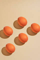 Chicken eggs in a diagonal pattern, casting shadows. Perfect for Easterthemed designs or foodrelated projects needing a vibrant touch.
