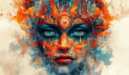 Surreal Urban Dreamscape With Vibrant Colors and Intense Expressions