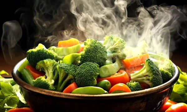 vegetable in bowl on black background