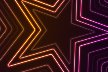 Orange purple glowing neon stars abstract modern background. Vector template design