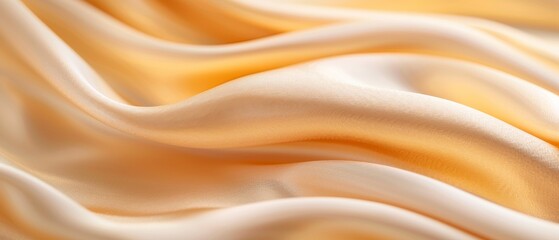 Obraz premium Luxurious satin drapery flowing gracefully, blending soft peach and cream hues, evoking elegance and tactile softness, perfect for fashion or interior design inspiration.