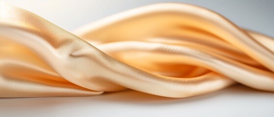 Obraz premium Soft golden satin draped elegantly, revealing gentle curves and shimmering highlights, creating a sense of luxury and refined texture that captivates the eye.