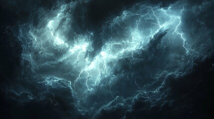 Dark natural phenomenon of a storm, with lightning creating a dangerous and charged atmosphere