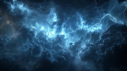 Dark natural phenomenon of a storm, with lightning creating a dangerous and charged atmosphere
