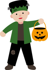 Cute boy wearing Halloween Frankenstein costume vector.
Boy celebrate Halloween wear Frankenstein monster costume vector.
kid dressed like a Frankenstein svg. 