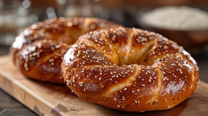 Pair of Soft Pretzels on White Background