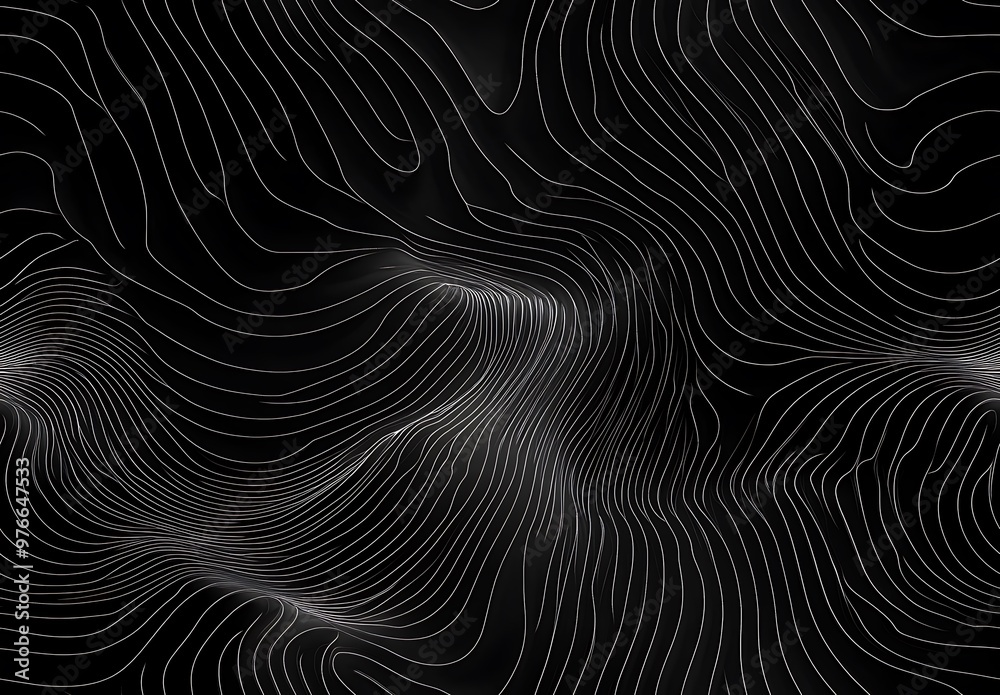 Wall mural abstract wavy lines on a dark background, creating a modern design.