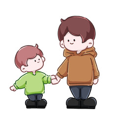 手を繋いでいる男の子達