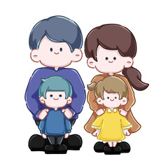 両親と女の子と男の子の4人家族