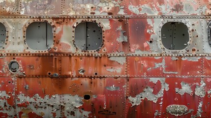 Rusty Airplane Panel with Peeling Paint