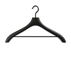 Black plastic clothes hanger on a white background