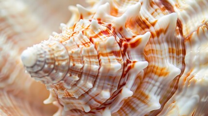 Closeup of Seashell Texture with Orange and White Hues