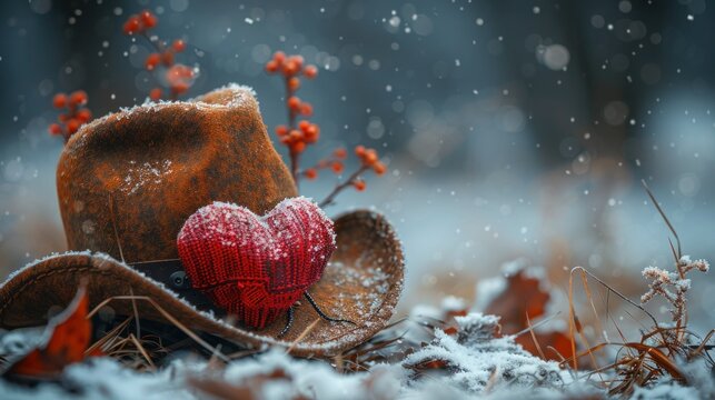 Bavarian Charm: Heart and Hat on a Rustic Background - Powered by Adobe