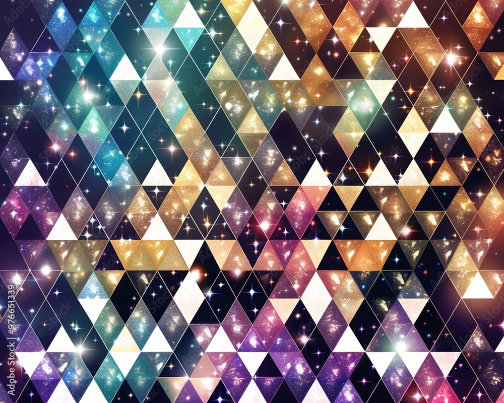 Wall mural abstract geometric background with a galaxy pattern and a starry sky effect.
