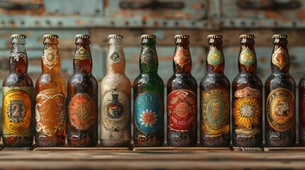 Vintage Beer Label Set on Retro Paper Background