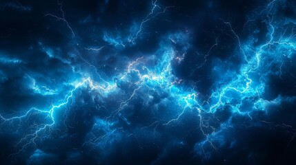 Electrical storm with a bolt of lightning, the atmosphere charged with energy and power