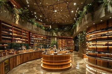 A large room with a lot of shelves and a lot of wine