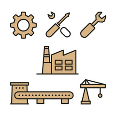 vector icons representing home fix and factory maintenance, gas and electricity maintenance