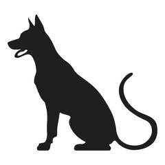 This is a simple black and white illustration of a dog silhouette.