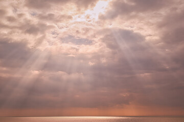 Tranquil Seascape with Sunlight Rays in Blackpool, UK