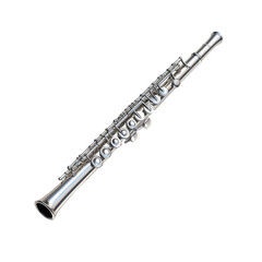 Obraz premium Silver flute musical instrument isolated on white background