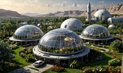 Fototapeta premium Futuristic Space Dome Habitats