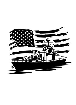 recommend clip art: US Warship | US Navy | Combat Ship | Battleship | Combat Equipment | US Flag | Navy Vehicle | Military Ship | Original Illustration | Vector and Clipart | Cutfile and Stencil