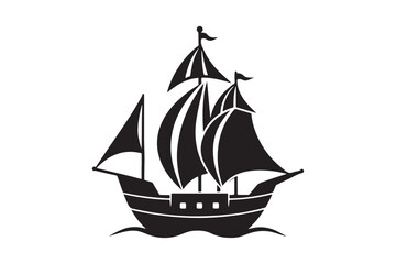 Sailing Ship silhouette vector illustration, Sailing Ship silhouette vector. Sailing Ship silhouette PNG