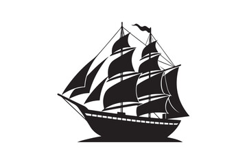 Sailing Ship silhouette vector illustration, Sailing Ship silhouette vector. Sailing Ship silhouette PNG