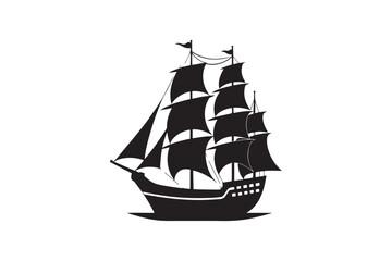 Sailing Ship silhouette vector illustration, Sailing Ship silhouette vector. Sailing Ship silhouette PNG