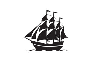 Sailing Ship silhouette vector illustration, Sailing Ship silhouette vector. Sailing Ship silhouette PNG