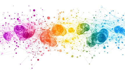 Colorful abstract design featuring vibrant dots and lines representing spectrum of colors. This artistic representation evokes sense of creativity and energy, perfect for various digital applications