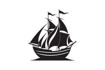 Sailing Ship silhouette vector illustration, Sailing Ship silhouette vector. Sailing Ship silhouette PNG