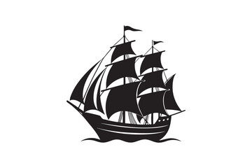 Sailing Ship silhouette vector illustration, Sailing Ship silhouette vector. Sailing Ship silhouette PNG