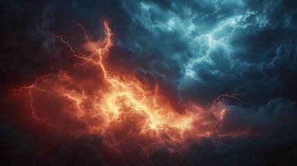 Hazardous storm with bright lightning flashing, the atmosphere charged with energy and danger