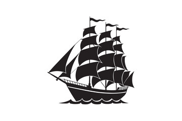 Sailing Ship silhouette vector illustration, Sailing Ship silhouette vector. Sailing Ship silhouette PNG
